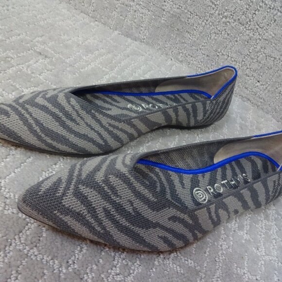 ROTHY'S The Point Retired Zebra Print Flats Slip on Shoes Women's Size 7 - Picture 11 of 12